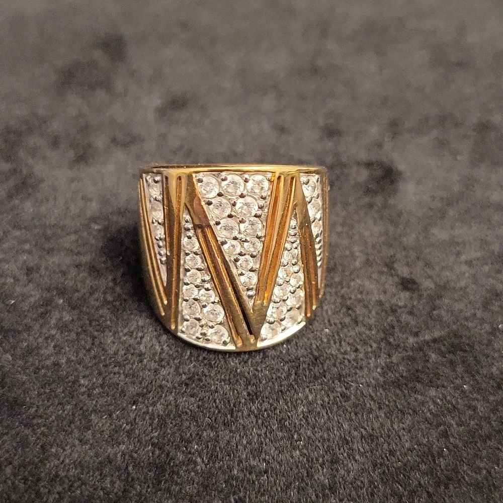 Beautiful Vermeil CZ 10k Gold Over Sterling Silver Cocktail Ring